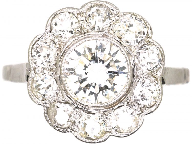 Edwardian Platinum & Diamond Daisy Cluster Ring