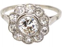 Edwardian Platinum & Diamond Daisy Cluster Ring