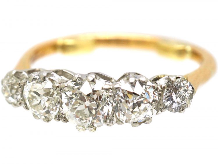 Early 20th Century 18ct Gold & Platinum, Five Stone Diamond Ring