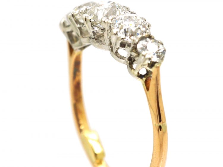 Early 20th Century 18ct Gold & Platinum, Five Stone Diamond Ring