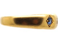 Edwardian 18ct Gold Sapphire & Diamond Three Stone Ring