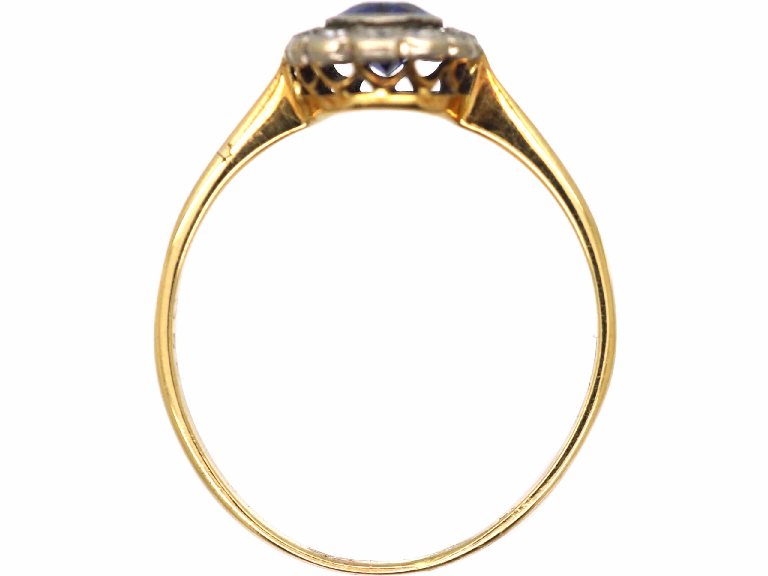 Edwardian 18ct Gold & Platinum, Sapphire & Diamond Oval Cluster Ring ...