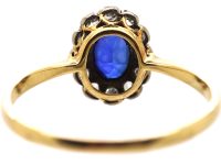 Edwardian 18ct Gold & Platinum, Sapphire & Diamond Oval Cluster Ring