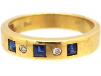 18ct Gold Five Stone Ring set with Sapphires & Diamonds