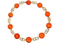 Early 20th Century 18ct Gold, Fire Opal & Diamond Bracelet