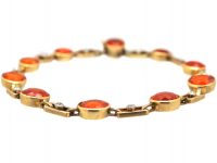 Early 20th Century 18ct Gold, Fire Opal & Diamond Bracelet