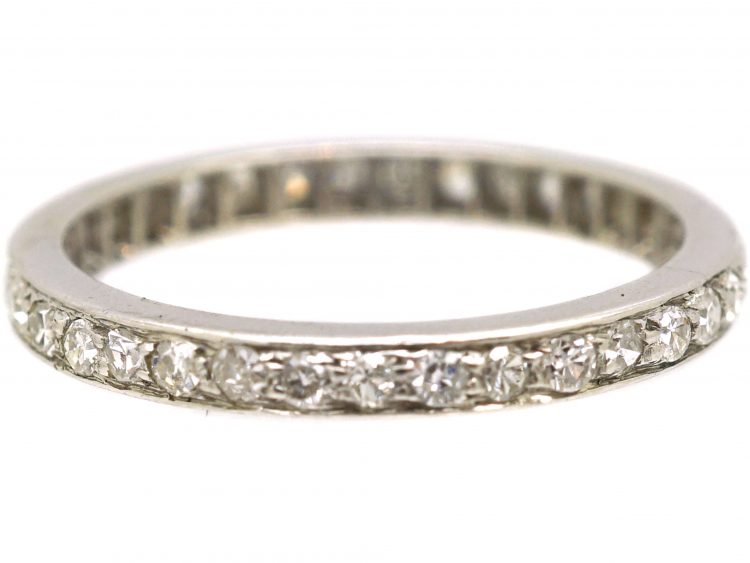 Edwardian Narrow Platinum Eternity Ring set with Diamonds