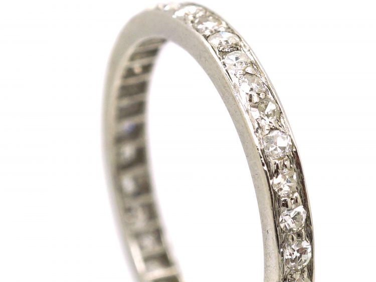 Edwardian Narrow Platinum Eternity Ring set with Diamonds