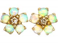 Opal & Diamond Cluster Earrings