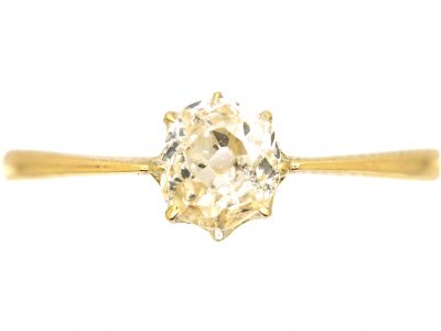 18ct Gold Old Mine Cut Diamond Solitaire Ring