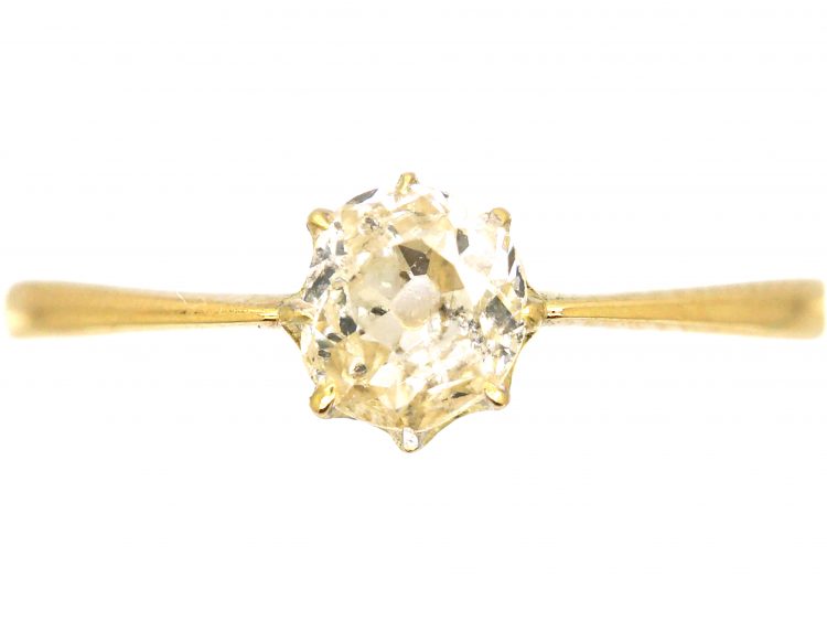 18ct Gold Old Mine Cut Diamond Solitaire Ring