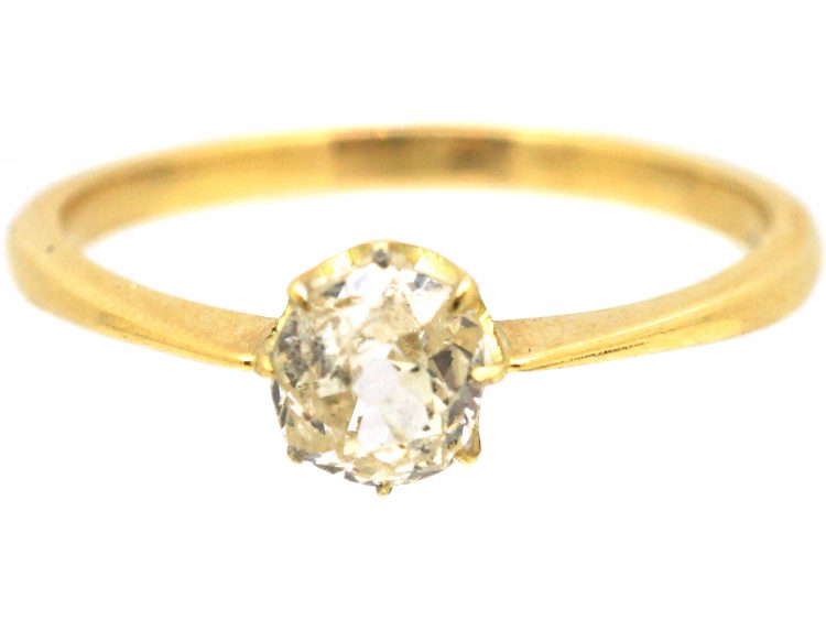 18ct Gold Old Mine Cut Diamond Solitaire Ring