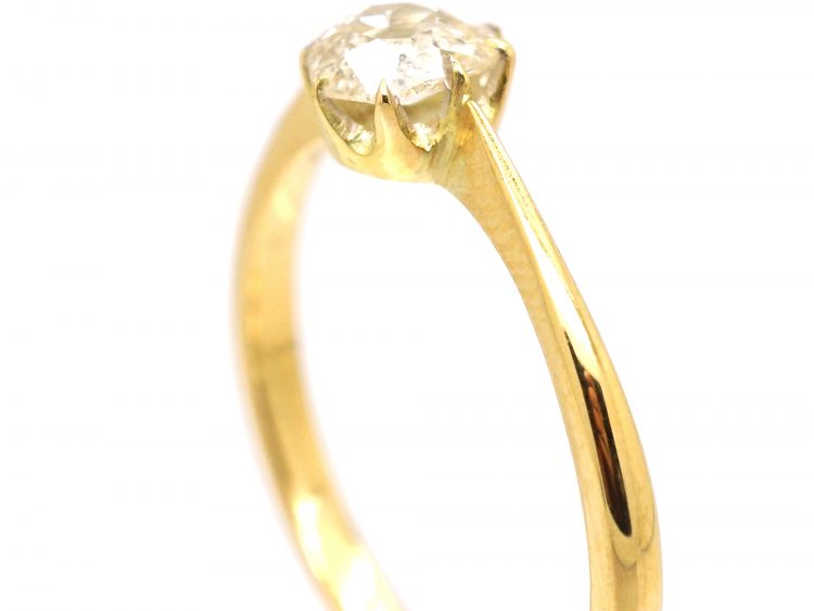 18ct Gold Old Mine Cut Diamond Solitaire Ring