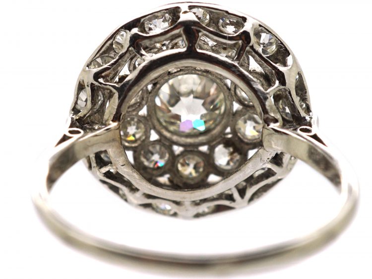 French Import Early 20th Century Platinum Diamond Cluster Ring