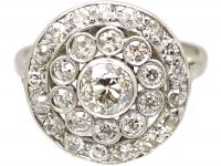 French Import Early 20th Century Platinum Diamond Cluster Ring