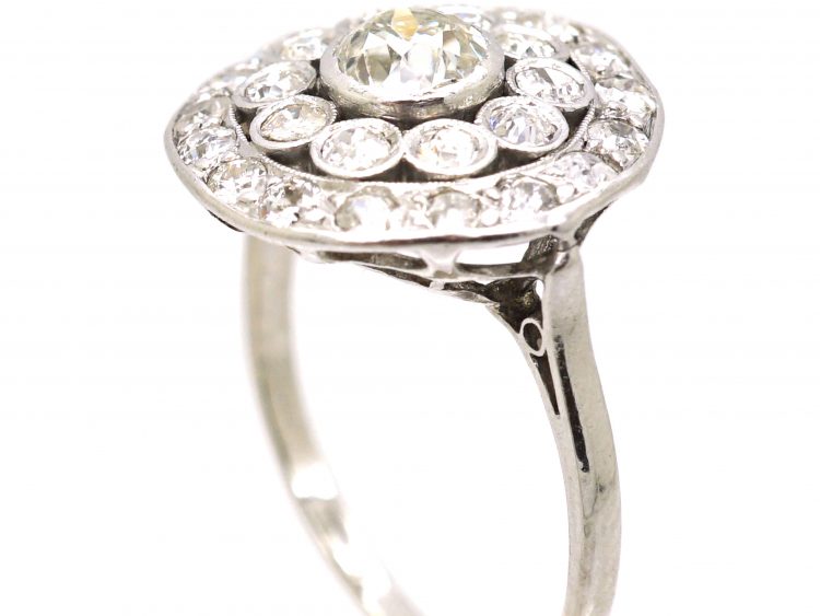 French Import Early 20th Century Platinum Diamond Cluster Ring