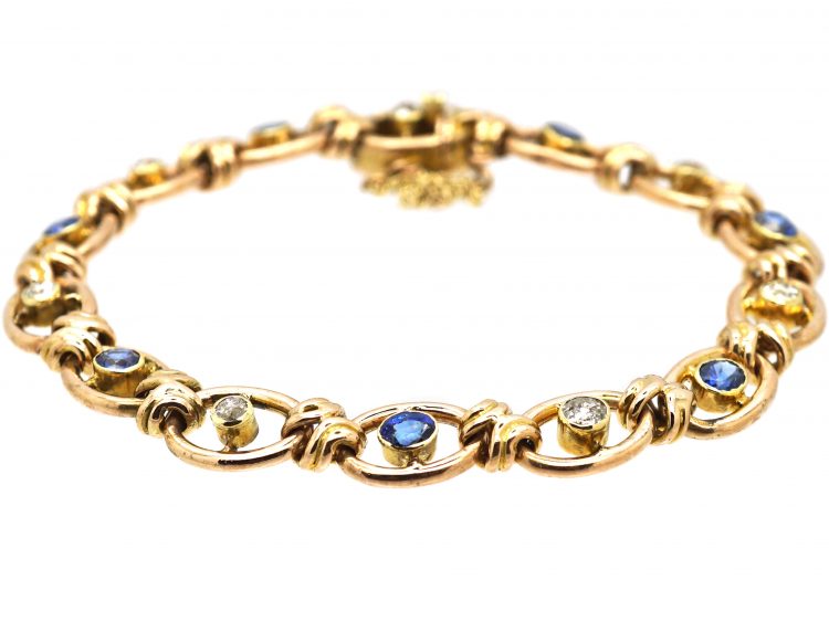 Edwardian 15ct Gold Bracelet set with Sapphires & Diamonds