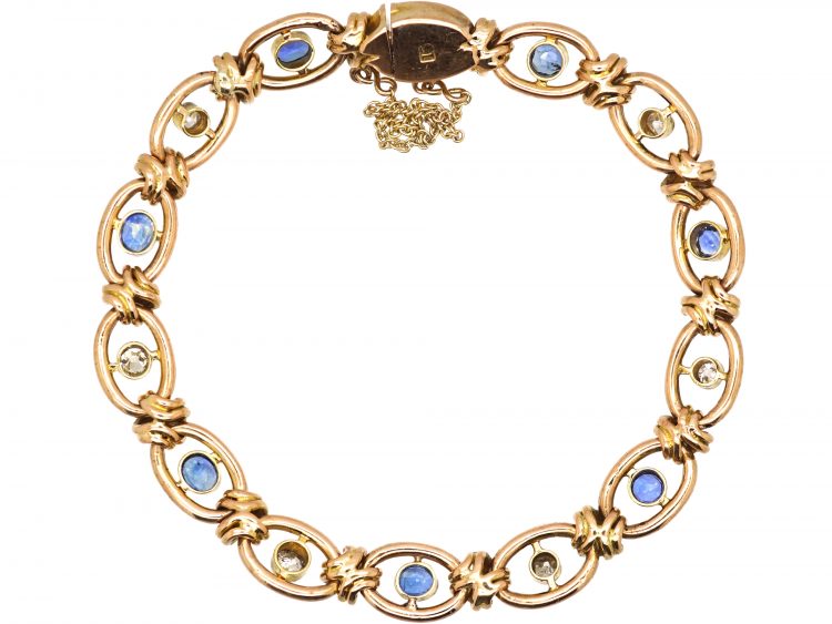 Edwardian 15ct Gold Bracelet set with Sapphires & Diamonds