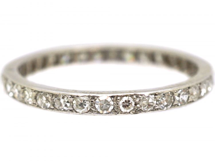 Edwardian Platinum Narrow Eternity Ring set with Diamonds