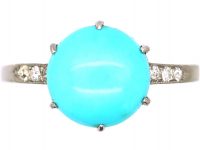 Edwardian Platinum, Turquoise & Diamond Ring