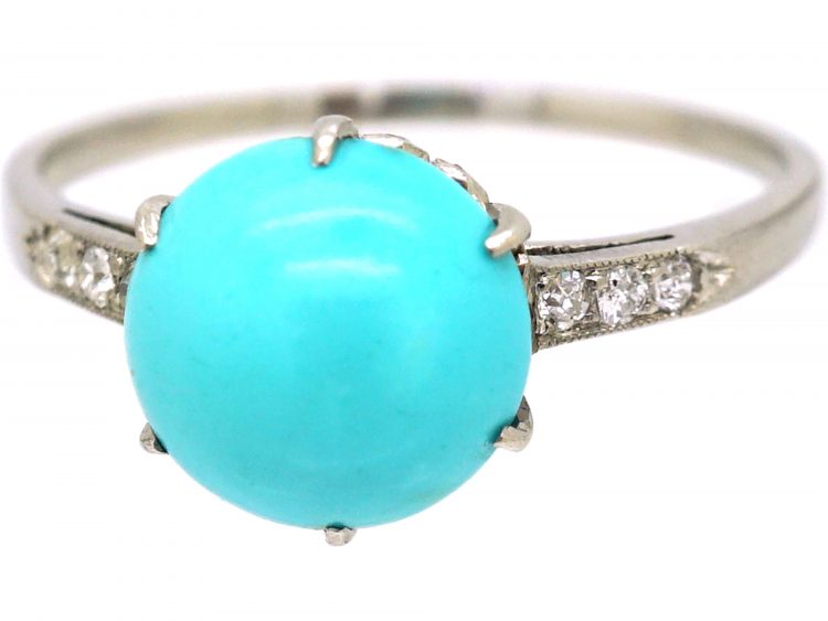 Edwardian Platinum, Turquoise & Diamond Ring