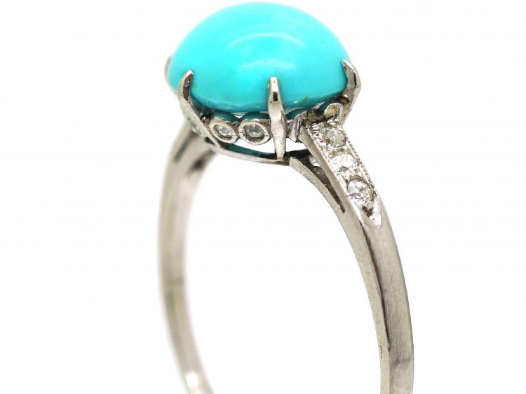 Edwardian Platinum, Turquoise & Diamond Ring