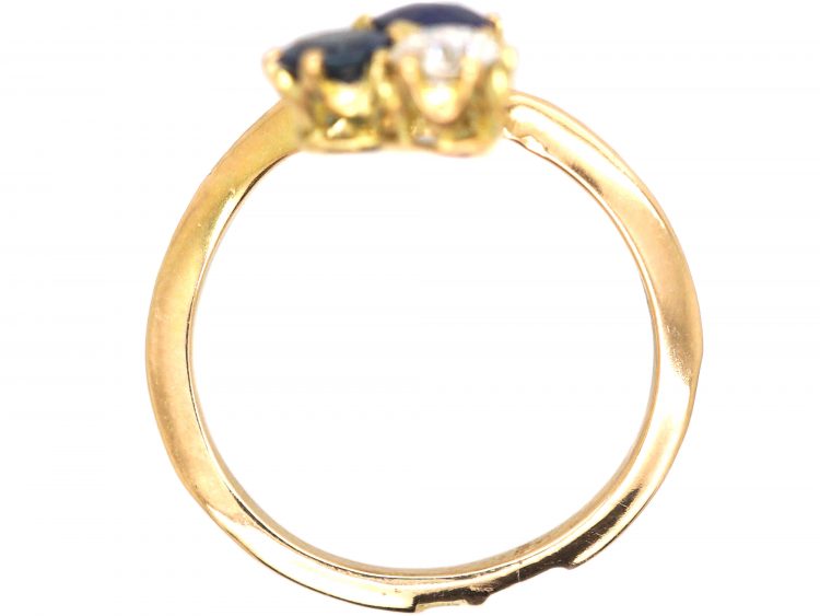 Russian 14ct Gold Art Nouveau Sapphire & Diamond Ring