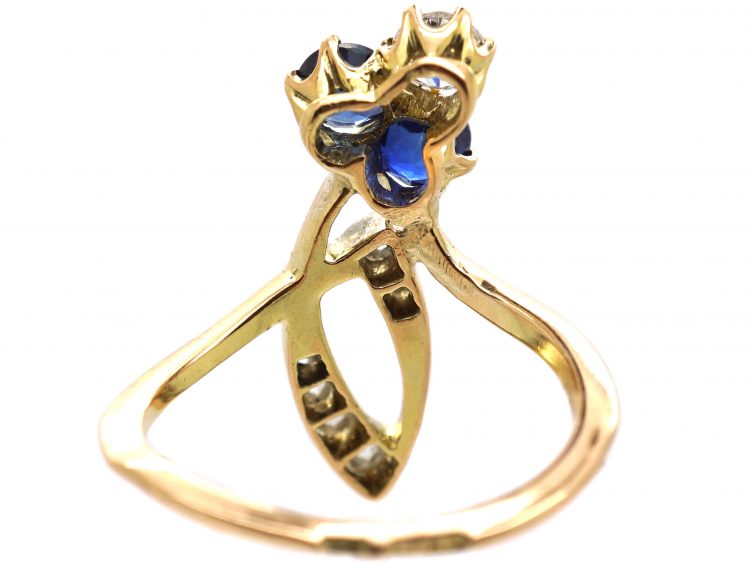 Russian 14ct Gold Art Nouveau Sapphire & Diamond Ring