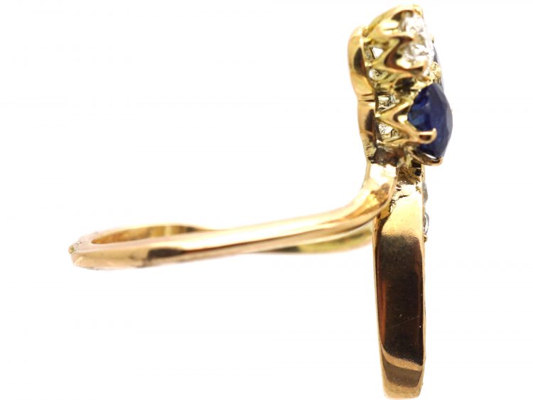 Russian 14ct Gold Art Nouveau Sapphire & Diamond Ring