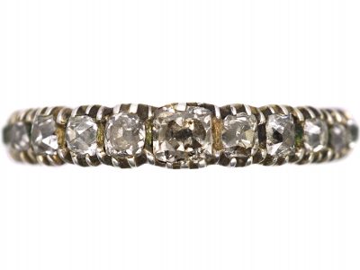 Georgian 9ct Gold & Silver Half Eternity Ring set with Old Mine Cut Diamonds