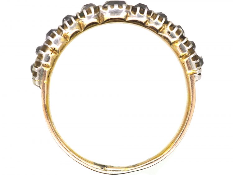 Georgian 9ct Gold & Silver Half Eternity Ring set with Old Mine Cut Diamonds