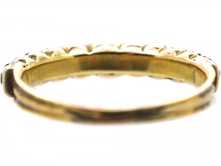 Georgian 9ct Gold & Silver Half Eternity Ring set with Old Mine Cut Diamonds