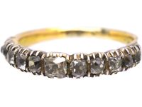 Georgian 9ct Gold & Silver Half Eternity Ring set with Old Mine Cut Diamonds