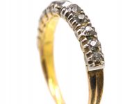 Georgian 9ct Gold & Silver Half Eternity Ring set with Old Mine Cut Diamonds