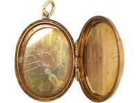 Edwardian 9ct Back & Front Oval Locket with Engraved Line Detail