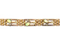 Edwardian 9ct Gold Bracelet set with Opals & Rose Diamonds by Alabaster & Wilson