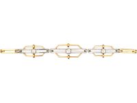 Edwardian 15ct Gold & Platinum Two Colour Bracelet set with Three Diamonds