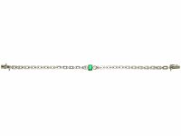 Art Deco 14ct Gold & Platinum, Emerald & Diamond Bracelet