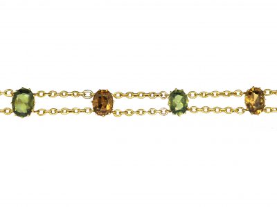 Edwardian 18ct Gold Mixed Colour Zircon Bracelet