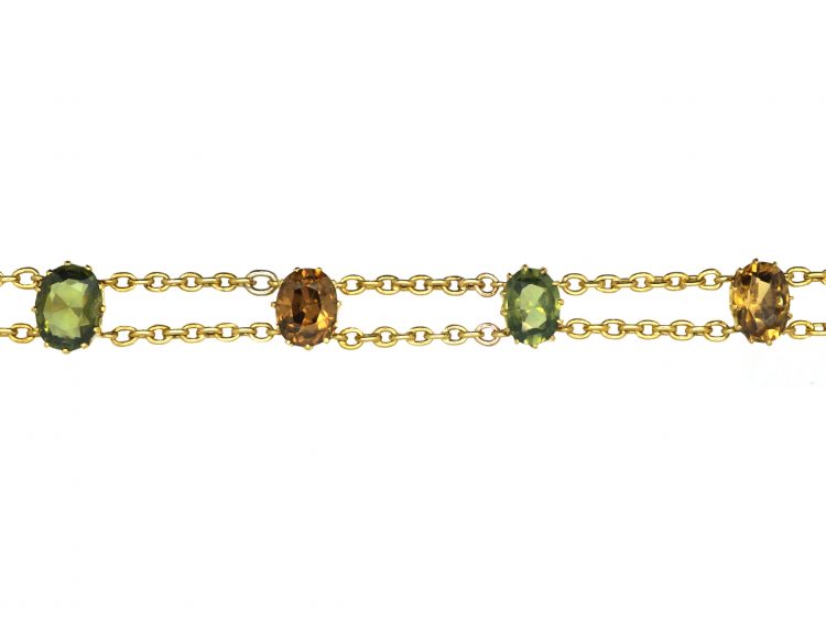 Edwardian 18ct Gold Mixed Colour Zircon Bracelet