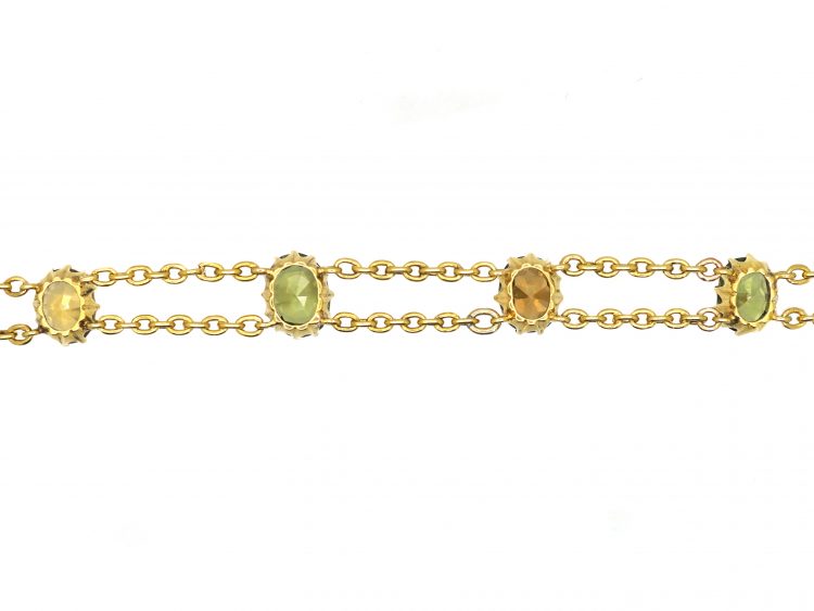 Edwardian 18ct Gold Mixed Colour Zircon Bracelet