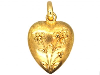 Victorian 15ct Gold & Silver Royal Blue Enamel & Rose Diamond Weeping Heart Pendant