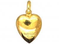 Edwardian 15ct Gold Heart Shaped Pendant with Flower Detail