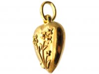 Edwardian 15ct Gold Heart Shaped Pendant with Flower Detail