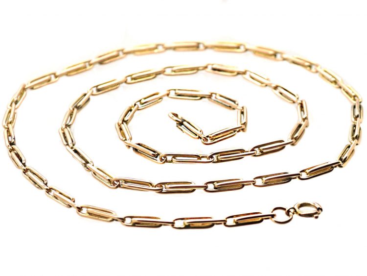 Edwardian 9ct Gold Paper Clip Link Chain