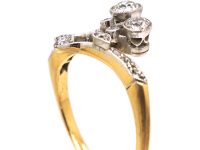 Art Nouveau 18ct Gold & Platinum Ring set with Diamonds