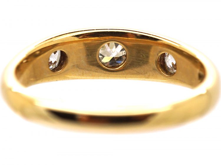 Edwardian 18ct Gold Rub Over Set Three Stone Diamond Ring