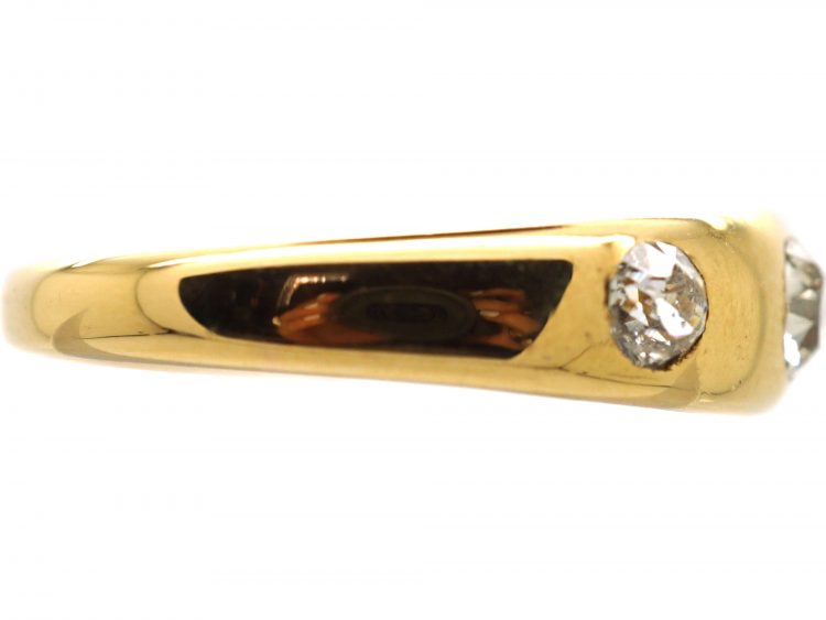 Edwardian 18ct Gold Rub Over Set Three Stone Diamond Ring