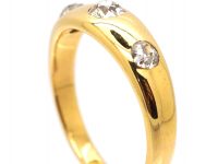 Edwardian 18ct Gold Rub Over Set Three Stone Diamond Ring