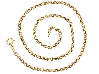 Georgian 15ct Gold Chain with Barrel Clasp set with Natural Split Pearls